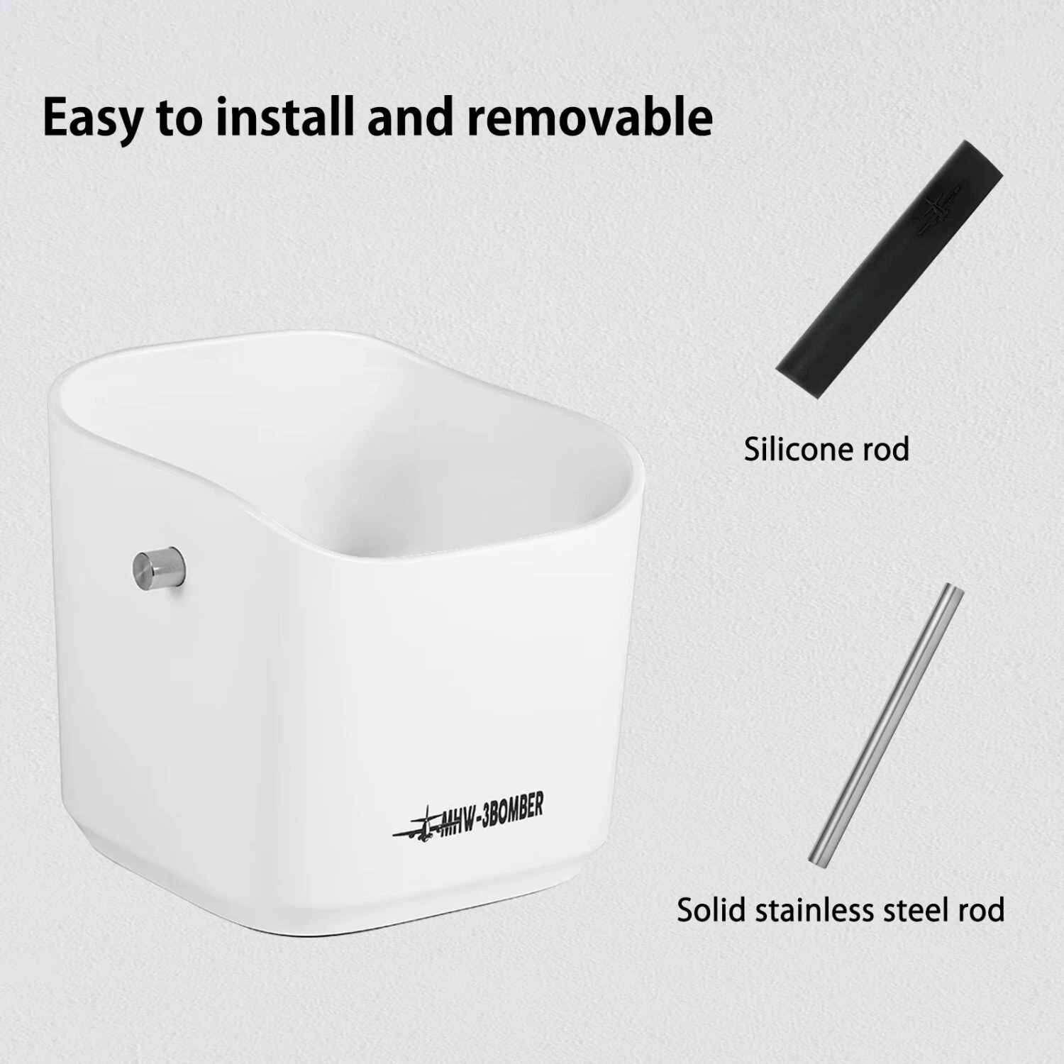 MHW-3BOMBER Coffee Espresso Square Knock Box 1200ML Large Capacity Coffee Waste Bin Espresso Puck Bin Espresso Grounds Bin for Home Kitchen — view 4