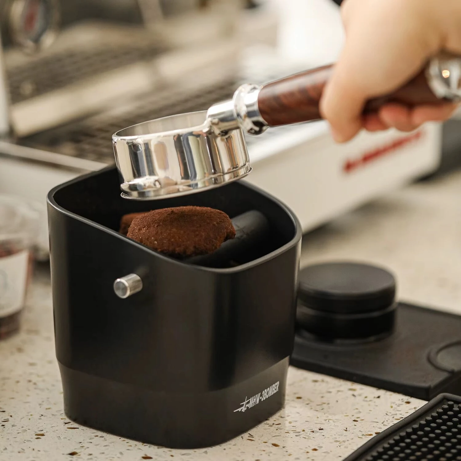MHW-3BOMBER Coffee Espresso Square Knock Box 1200ML Large Capacity Coffee Waste Bin Espresso Puck Bin Espresso Grounds Bin for Home Kitchen — view 5