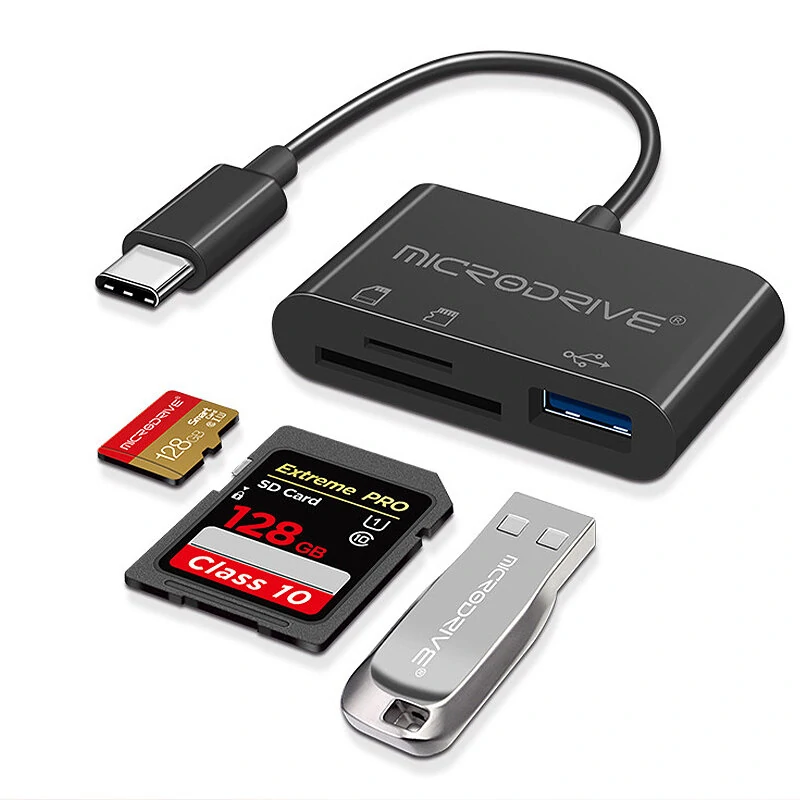 MicroDrive TY1-3 3-in-1 Type-C Docking Station USB Adapter with USB3.0 SD/TF Card Reader Slot for PC Laptop Keyboard Mouse U Disk — Microdrive