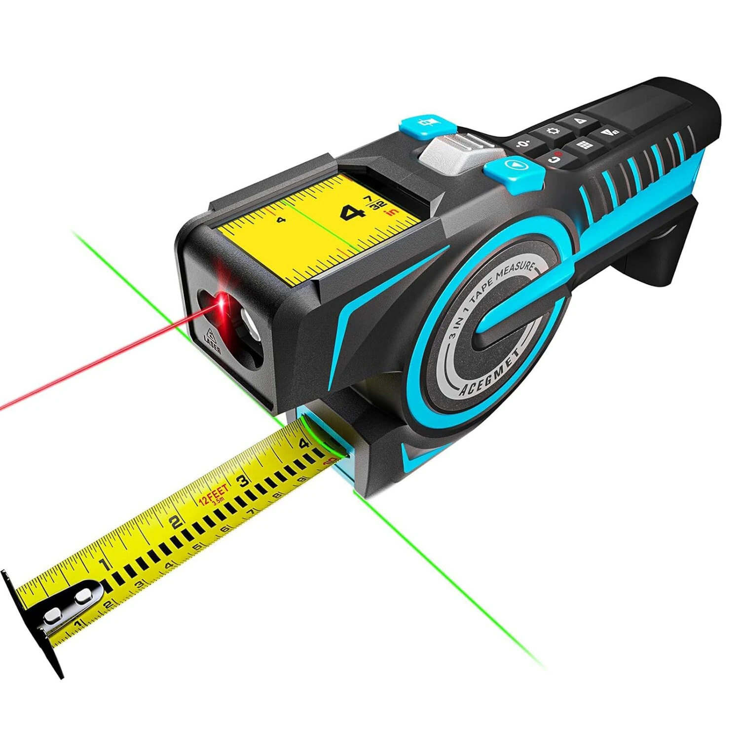 Mileseey DTX10 Digital Measuring Tape Laser 330Ft Range 12Ft Blade Swappable Battery App Sync High Accuracy Smart Calculations Color Display Auto Lock Tape Extended Laser Line — Mileseey