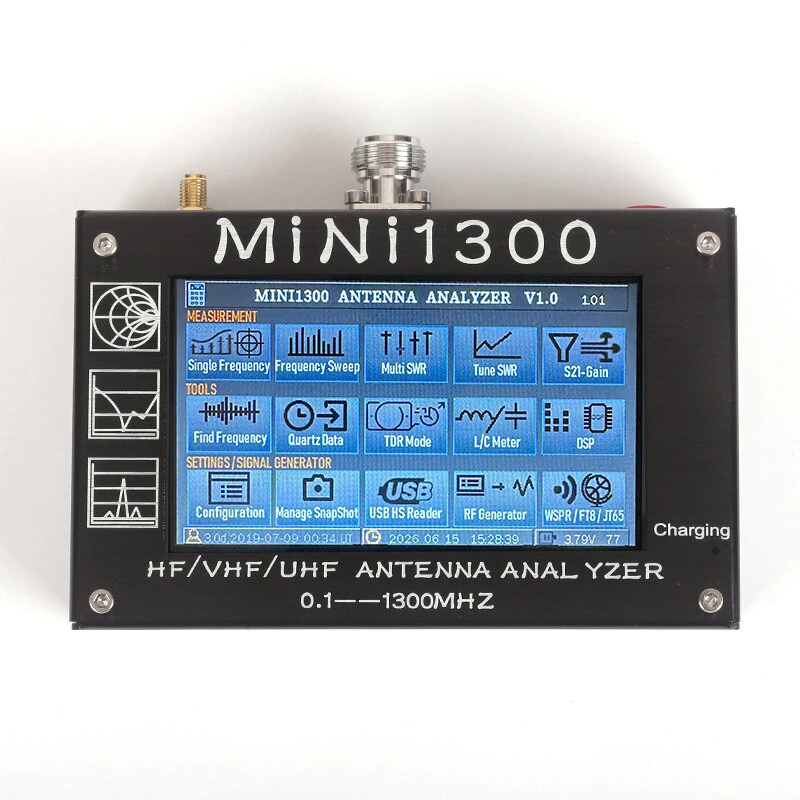 Mini 1300 Portable Antenna Analyzer 0.1-1300MHz SWR Meter Frequency Scan S21 Spectrum Analyzer TDR LC Meter Signal Generator USB Rechargeable VNA — view 2