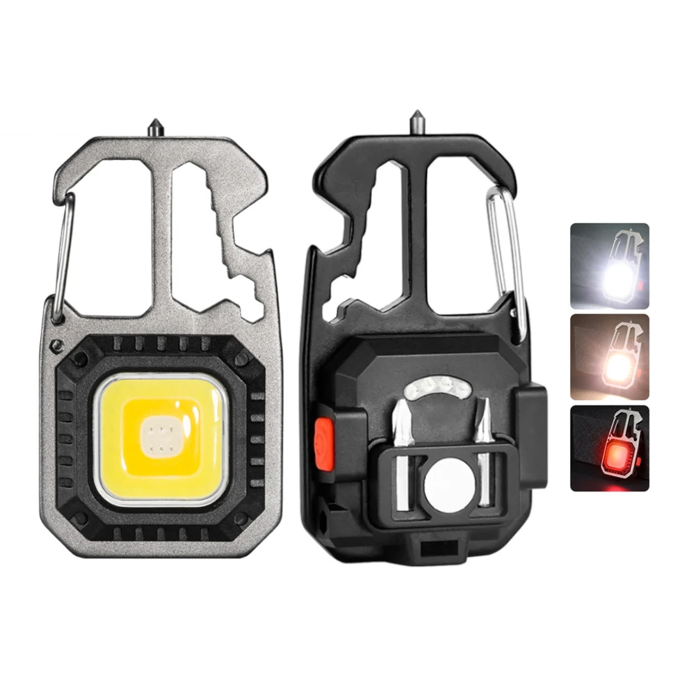 Mini COB LED Flashlight Keychain Lights Screwdriver Emergency Wrench Hammer Portable Key Ring Work Light Torch Outdoor Camping — Pricio
