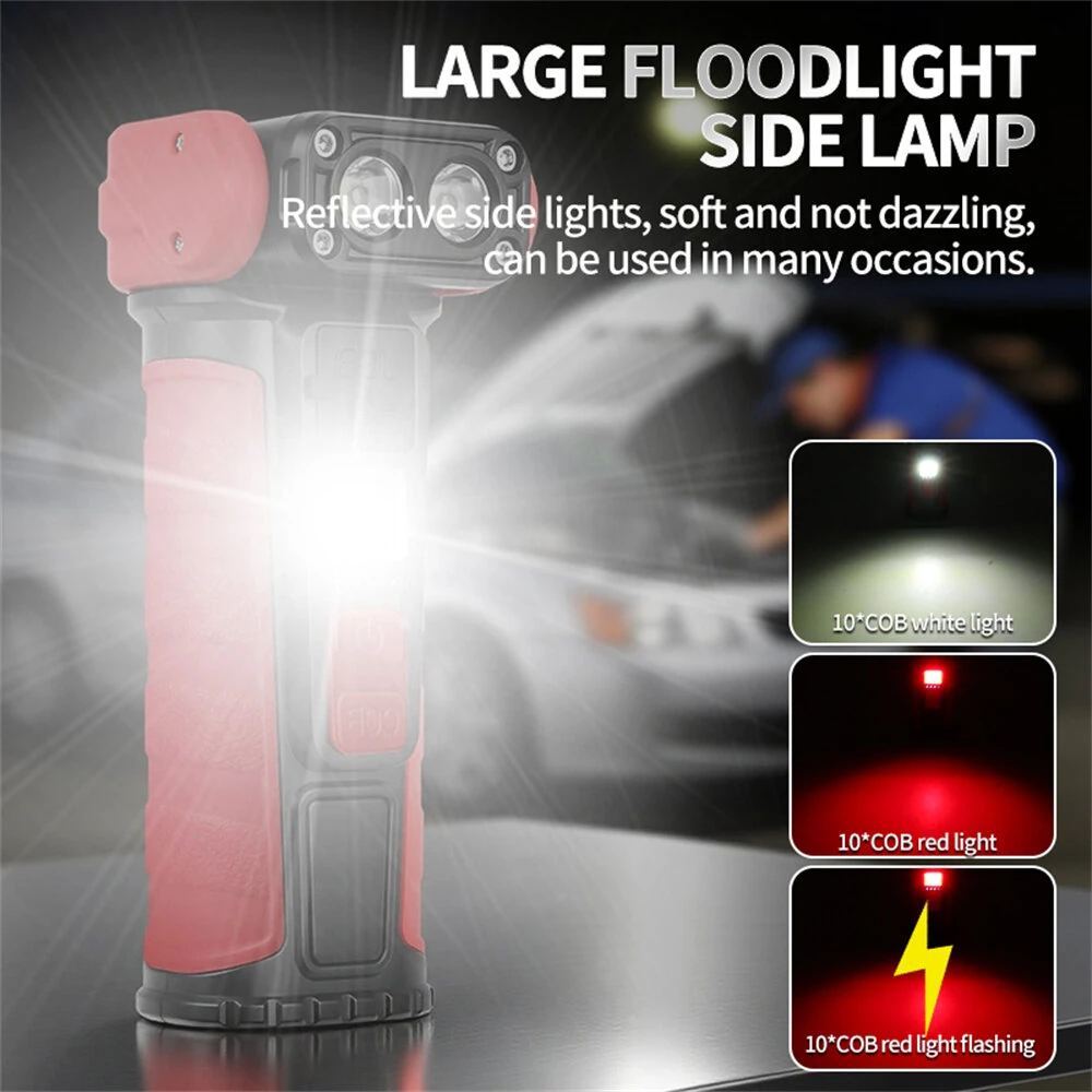 Mini Convenient Rotating Flashlight 6 Modes Adjustable Portable Emergency COB Floodlight Magnetic Work Light For Camping Fishing — view 4