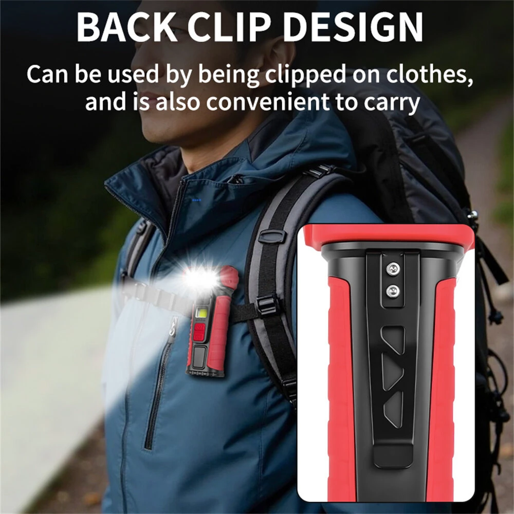 Mini Convenient Rotating Flashlight 6 Modes Adjustable Portable Emergency COB Floodlight Magnetic Work Light For Camping Fishing — view 9