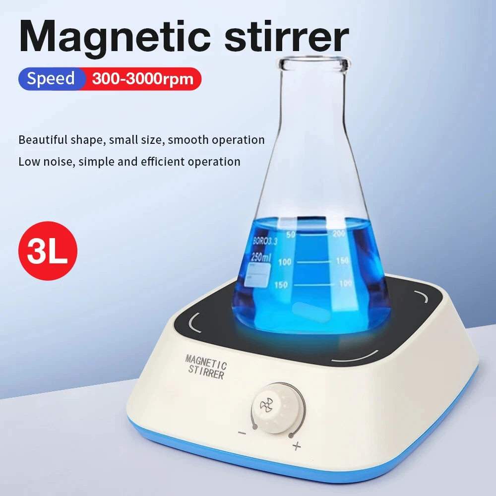 Mini Magnetic Stirrer Lab Mixer 3L 3000RPM Portable Liquid Stirrer Plate With Quiet Brushless Motor Stir Bar EU Plug — view 2
