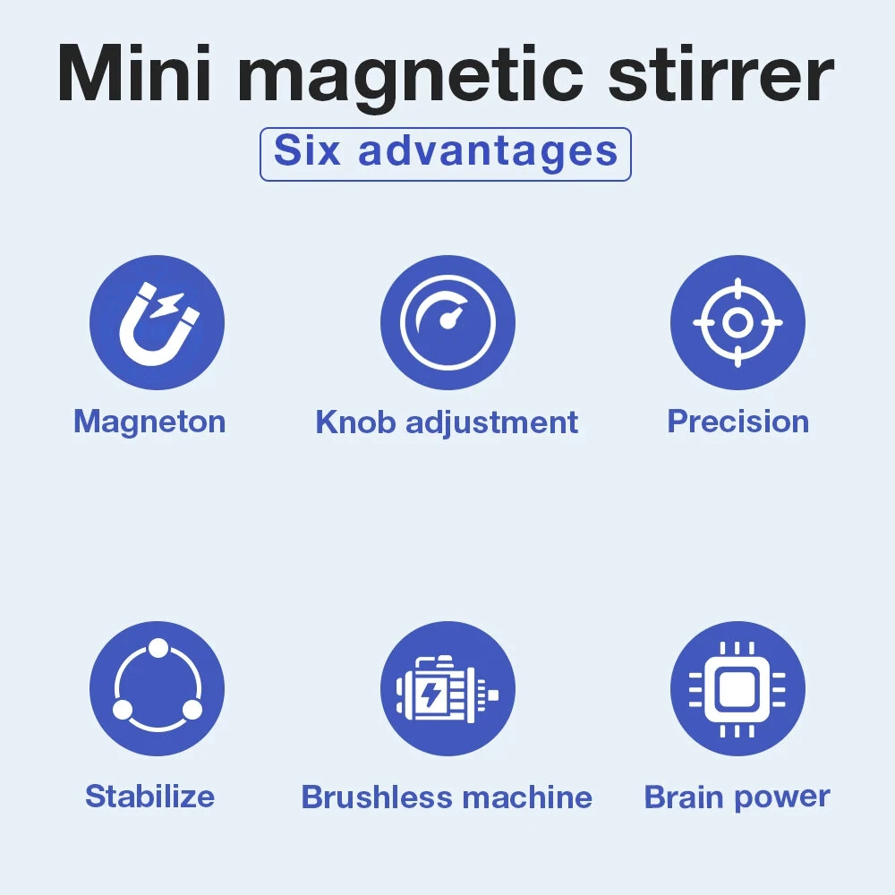 Mini Magnetic Stirrer Lab Mixer 3L 3000RPM Portable Liquid Stirrer Plate With Quiet Brushless Motor Stir Bar EU Plug — view 3