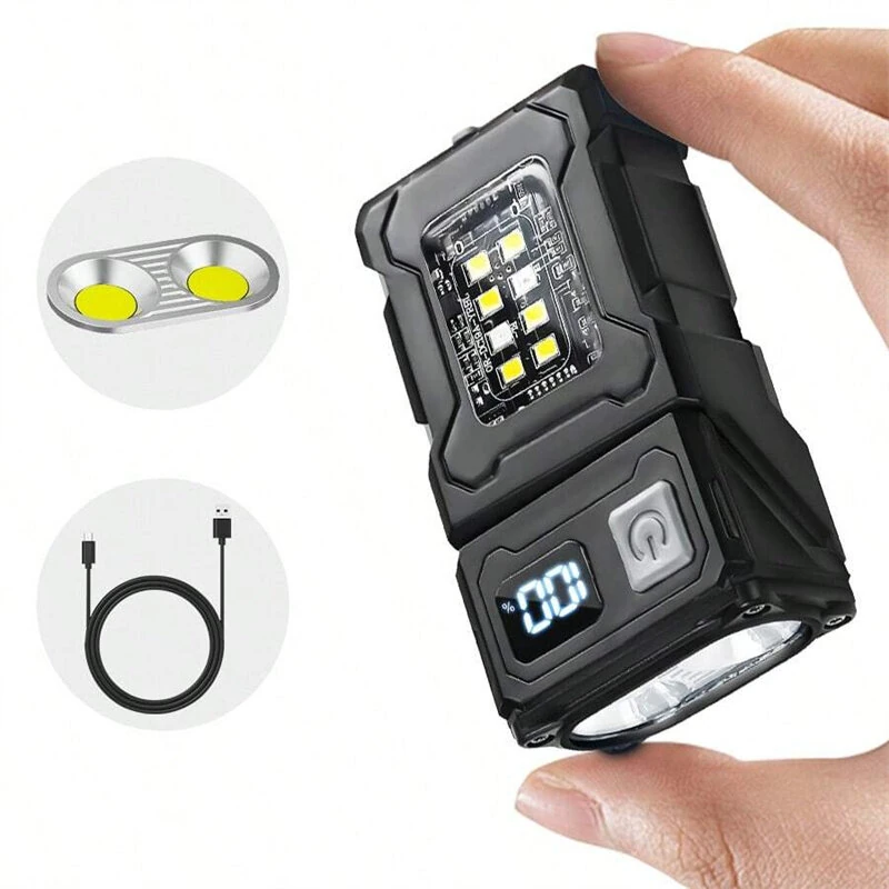Mini Portable Keychain Light With Rotatable Head, Magnetic base, Ideal For Repairing, Camping, Emergency, And Night Use — Pricio