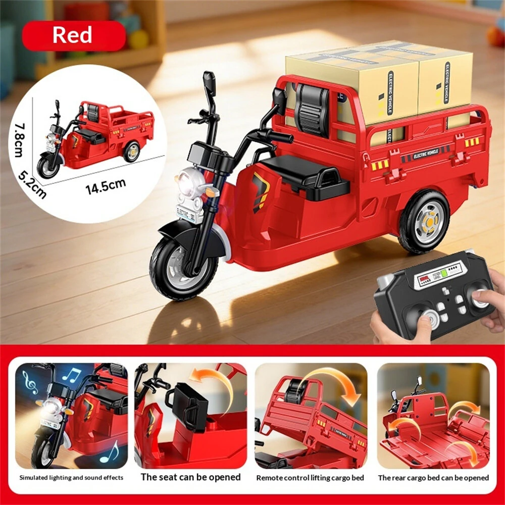Mini RC Car Tricycle 2.4G Children Remote-Controlled Simulation Model Sound LED Light Three Bounces Pulling Truck Ornaments Gifts Vehicles Models Toys — view 4