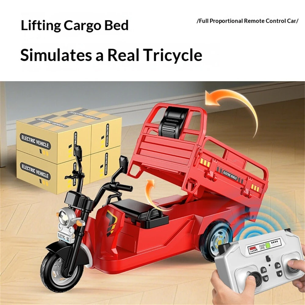 Mini RC Car Tricycle 2.4G Children Remote-Controlled Simulation Model Sound LED Light Three Bounces Pulling Truck Ornaments Gifts Vehicles Models Toys — view 5