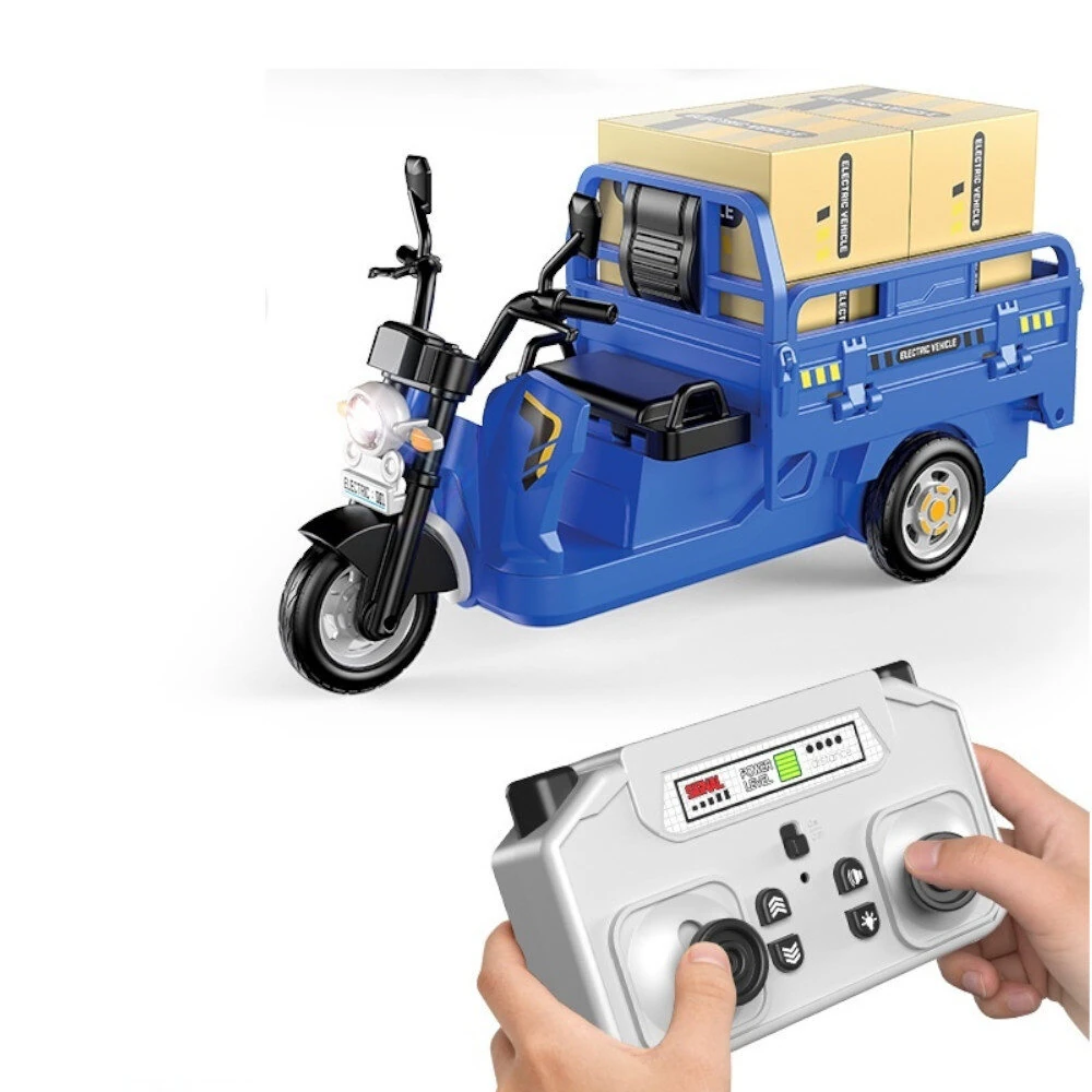Mini RC Car Tricycle 2.4G Children Remote-Controlled Simulation Model Sound LED Light Three Bounces Pulling Truck Ornaments Gifts Vehicles Models Toys — view 8