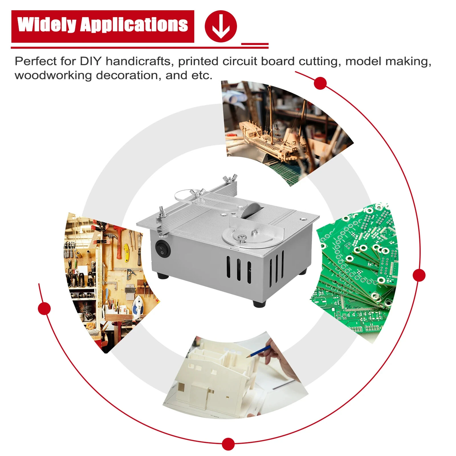 Mini Table Saw 96W Electric Desktop Saw With 9000RPM Motor 7-Gear Power Supply Adjustable Blade Height For Woodworking DIY — view 6