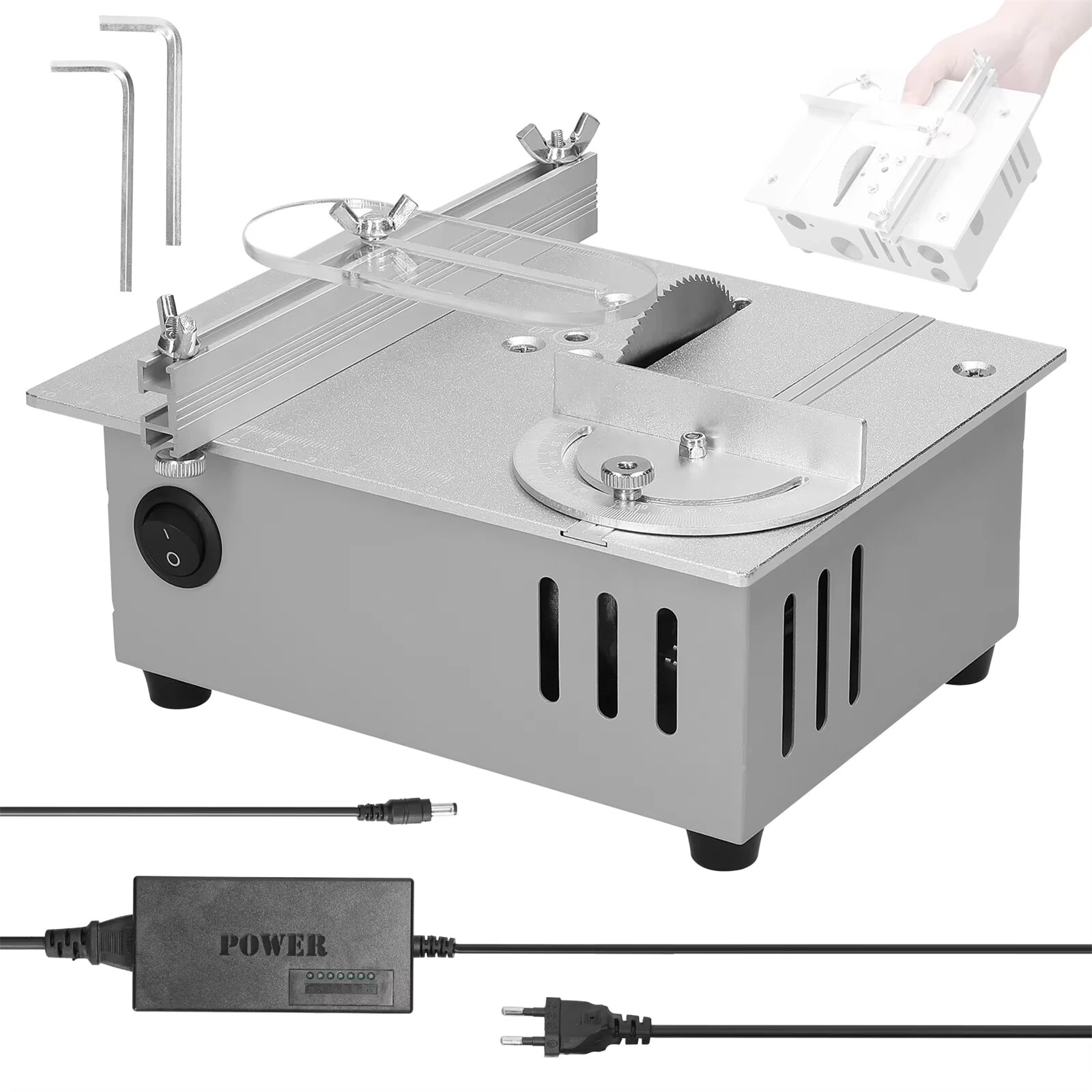 Mini Table Saw 96W Electric Desktop Saw With 9000RPM Motor 7-Gear Power Supply Adjustable Blade Height For Woodworking DIY — view 9