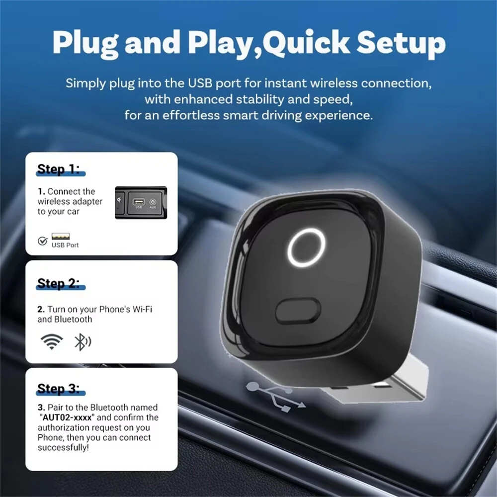 Mini Wireless CarPlay Adapter Type-C Android Auto Wired to Wireless USB Dongle Wifi Bluetooth For iPhone Plug and Play — view 6