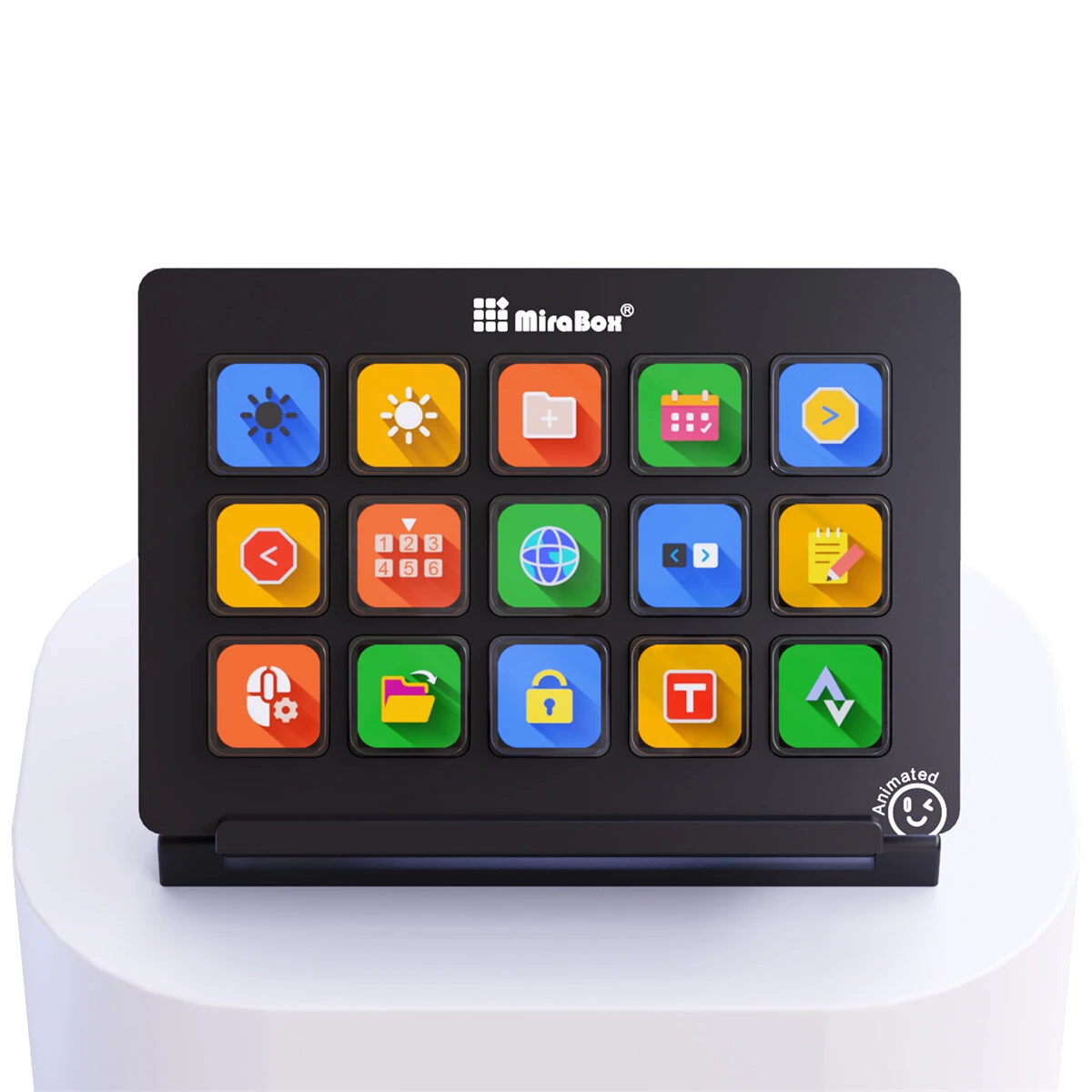 MiraBox HSV293 Visual Custom Keyboard 15 LCD Keys USB Wired Stream Deck Programmable Controller for OBS Streamlabs Twitch YouTube vMix Adjustable Stand — view 3