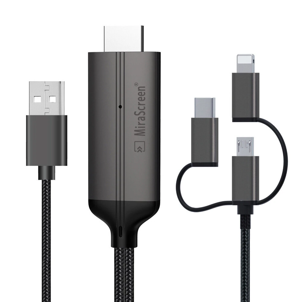 MiraScreen 3-in-1 USB to HDTV Cable 1080P HD Video Conversion Cable Same Screen Cable TV Computer 2 Meters Screen Projection Cable — image 1