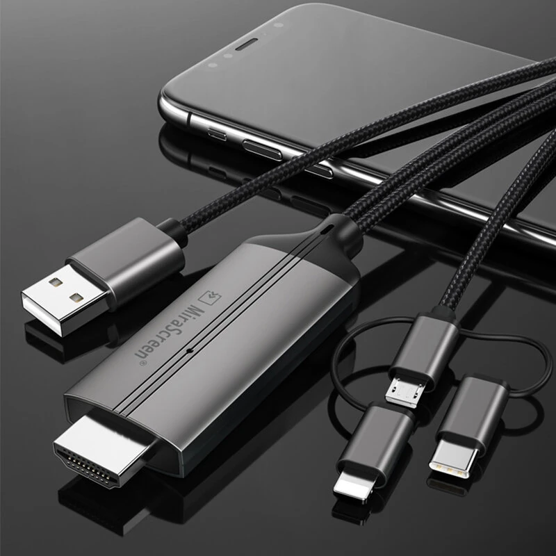 MiraScreen 3-in-1 USB to HDTV Cable 1080P HD Video Conversion Cable Same Screen Cable TV Computer 2 Meters Screen Projection Cable — view 2