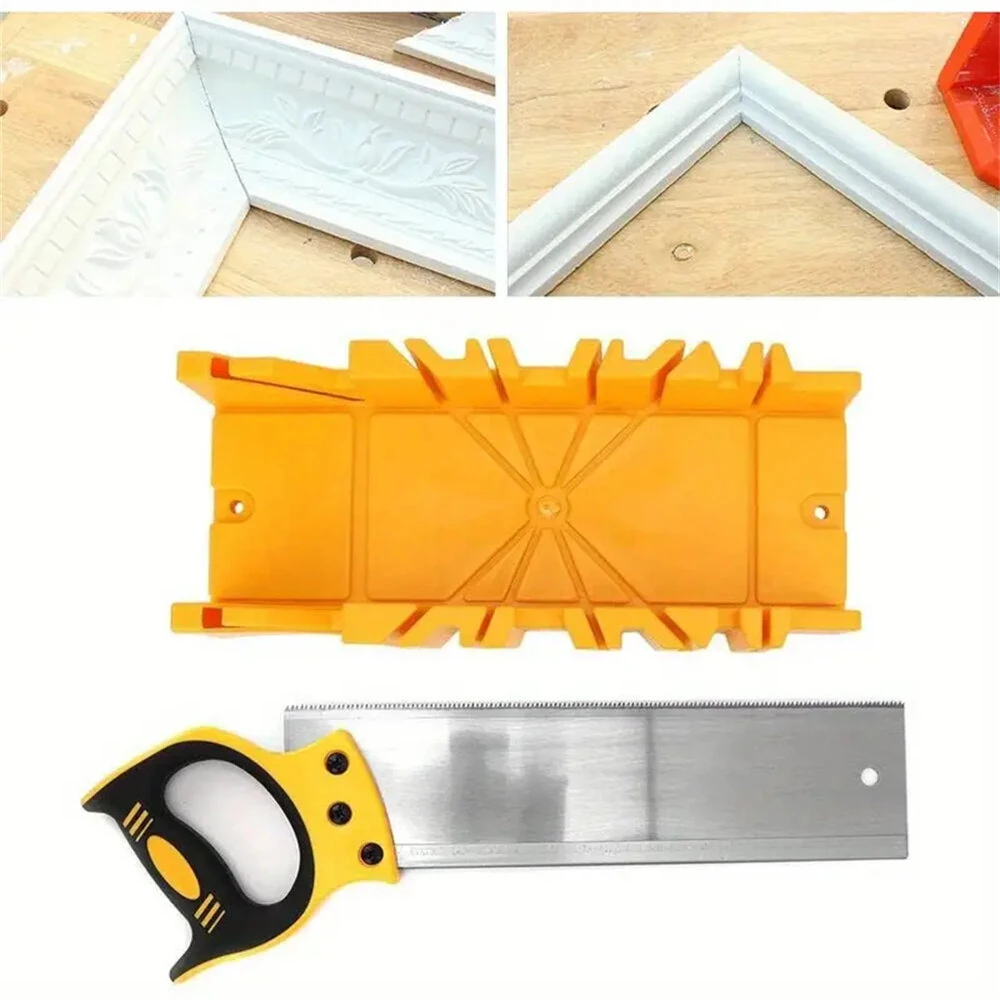 Mitre Box and Hand Saw Set 12 inch ABS Plastic Multiple Angle Clamping Mitre Box with 14 inch Back Saw for Woodworking — view 4