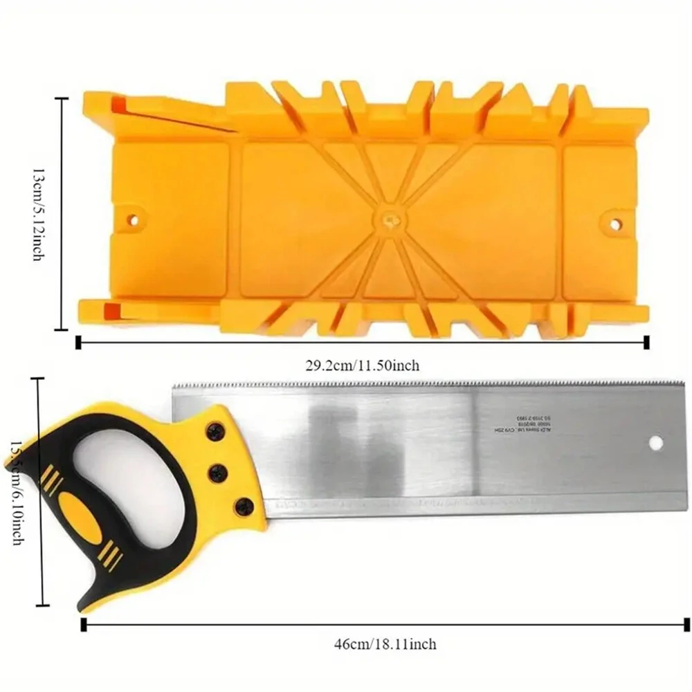 Mitre Box and Hand Saw Set 12 inch ABS Plastic Multiple Angle Clamping Mitre Box with 14 inch Back Saw for Woodworking — view 5