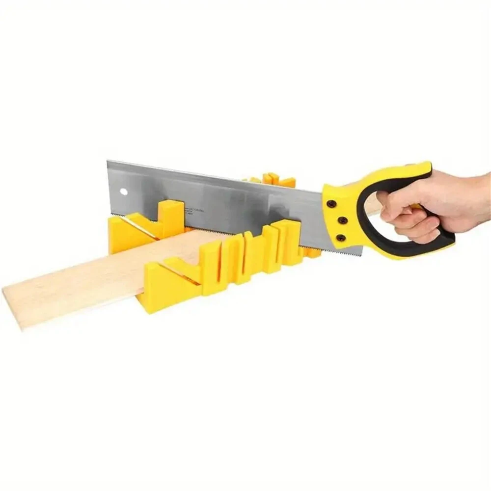 Mitre Box and Hand Saw Set 12 inch ABS Plastic Multiple Angle Clamping Mitre Box with 14 inch Back Saw for Woodworking — view 6