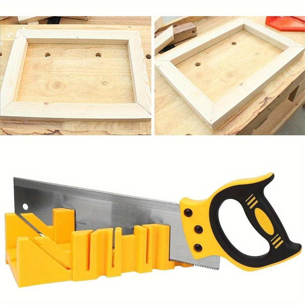 Mitre Box and Hand Saw Set 12 inch ABS Plastic Multiple Angle Clamping Mitre Box with 14 inch Back Saw for Woodworking — view 8
