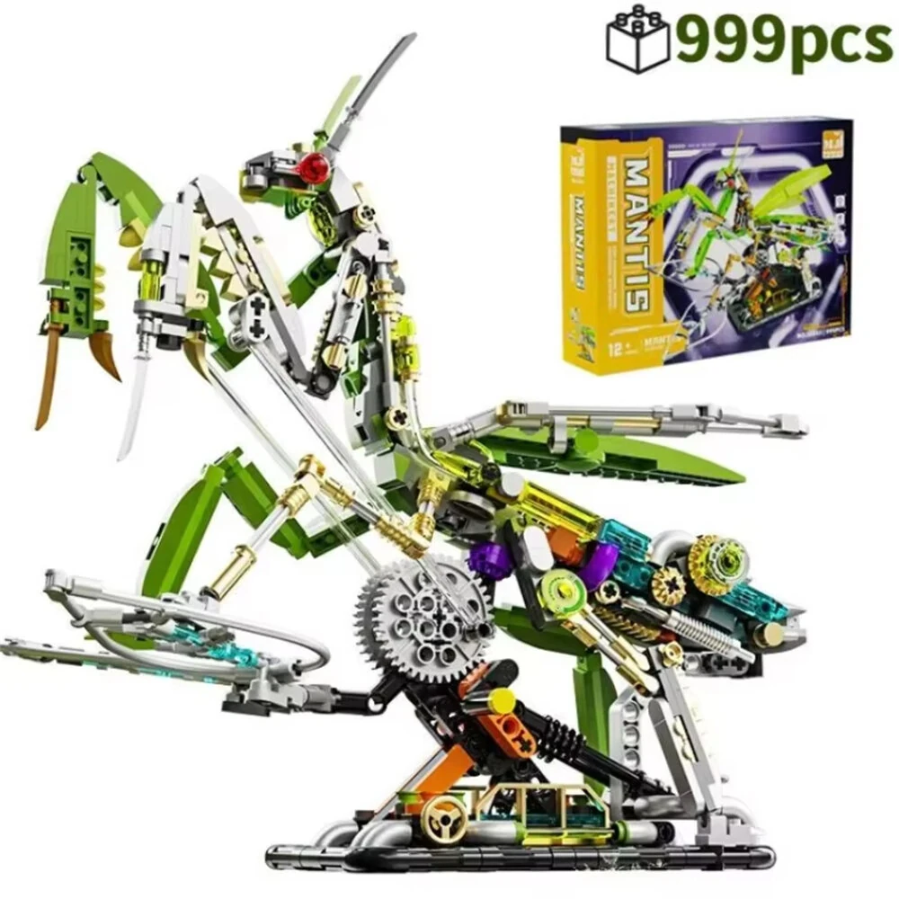 MJ 13052 Mechanical Parrot 13055 Mechanical Mantis 13058 Half-Split Frog DIY Technical Creative Assembled Building Block Kit Kids Educational STEM Toys Christmas Gifts — view 5