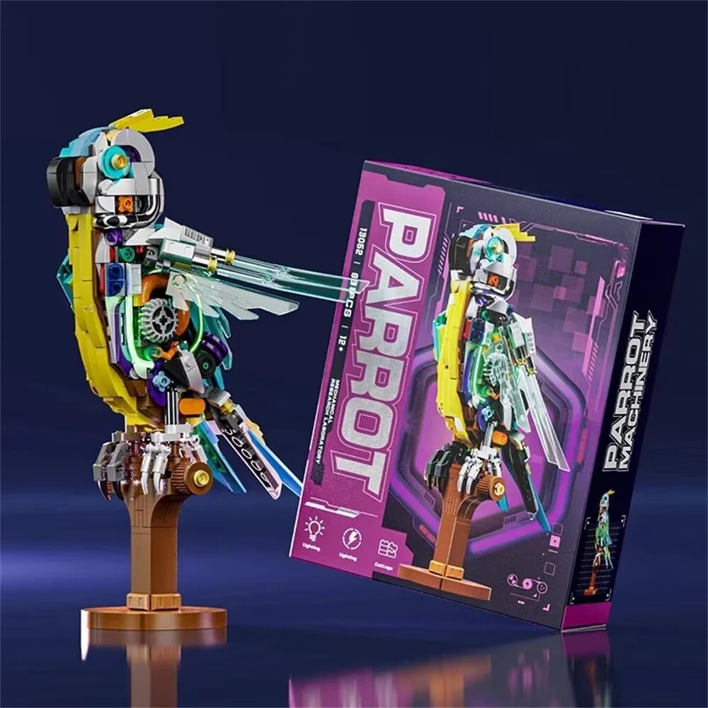 MJ 13052 Mechanical Parrot 13055 Mechanical Mantis 13058 Half-Split Frog DIY Technical Creative Assembled Building Block Kit Kids Educational STEM Toys Christmas Gifts — view 7