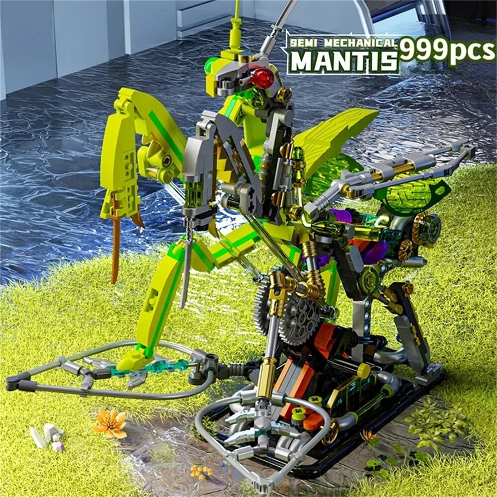 MJ 13052 Mechanical Parrot 13055 Mechanical Mantis 13058 Half-Split Frog DIY Technical Creative Assembled Building Block Kit Kids Educational STEM Toys Christmas Gifts — view 9