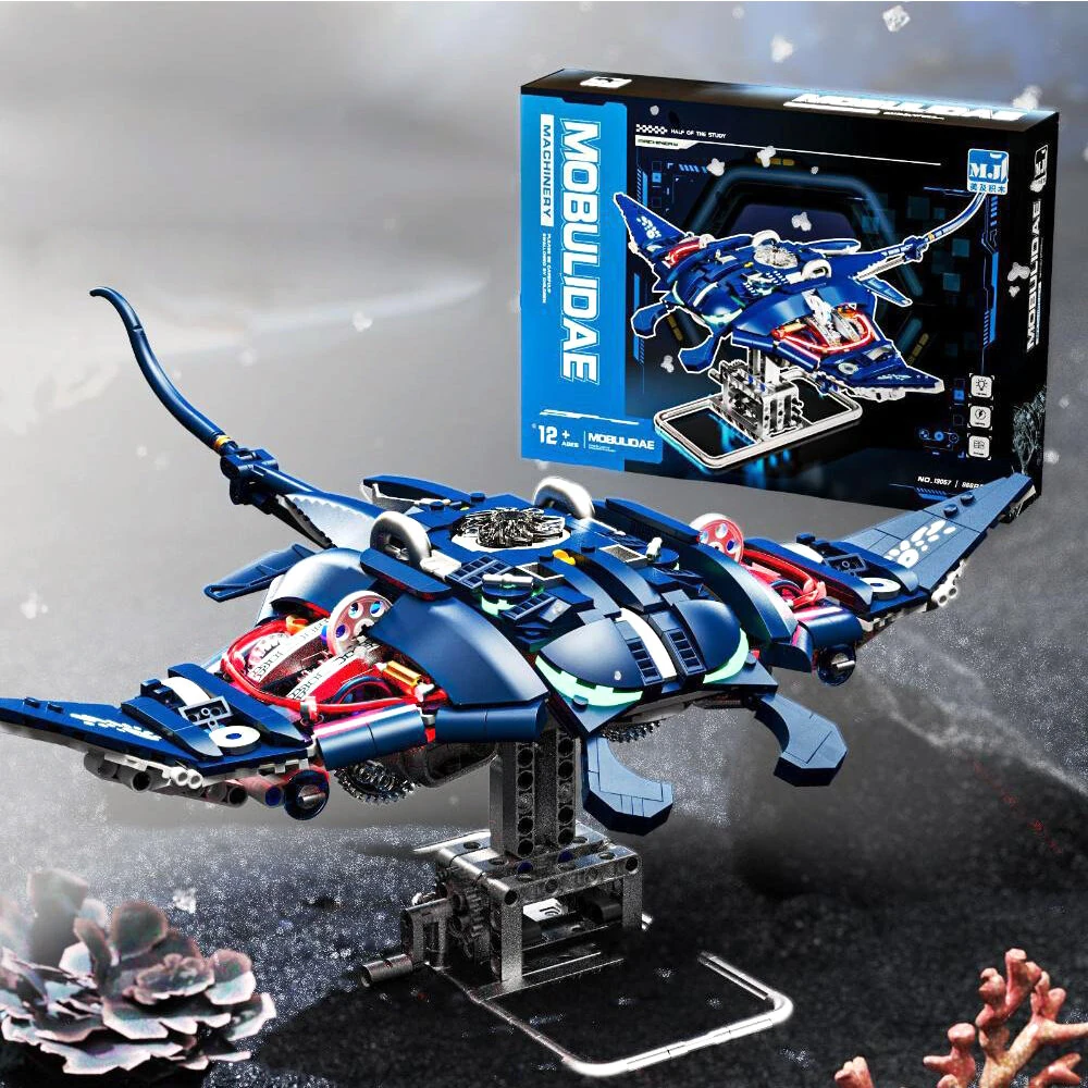 MJ 13059 Mechanical Whale 13085 Mechanical Octopus 13057 Mechanical Devil Fish 13095 Mechanical Cobra King DIY Technical Creative Assembled Building Block Kit Kids Educational STEM Toys Christmas Gifts — view 6