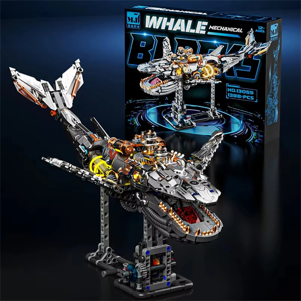MJ 13059 Mechanical Whale 13085 Mechanical Octopus 13057 Mechanical Devil Fish 13095 Mechanical Cobra King DIY Technical Creative Assembled Building Block Kit Kids Educational STEM Toys Christmas Gifts — view 8