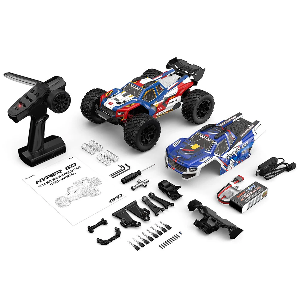 MJX HYPER GO 14212 1/14 2.4G 4WD Brushless High Speed RC Car Vehicle Models 56km/h Two Shells — view 9