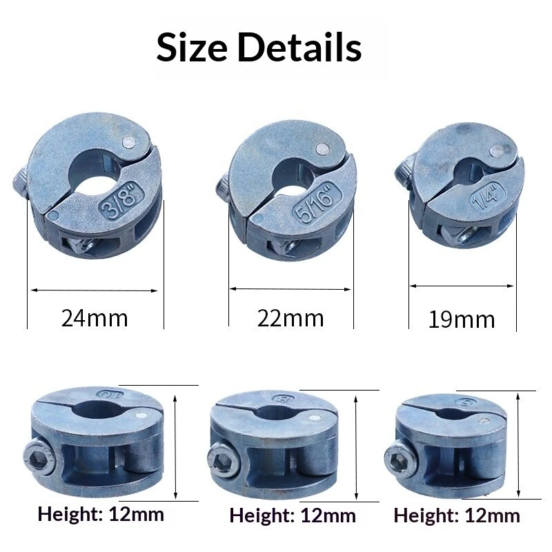 MM/Inch Drill Bit Stop Collar Set Zinc Alloy High Precision Depth Control 6mm-10mm 1/4-3/8 Inch Wrench Included Tool Accessories — view 5