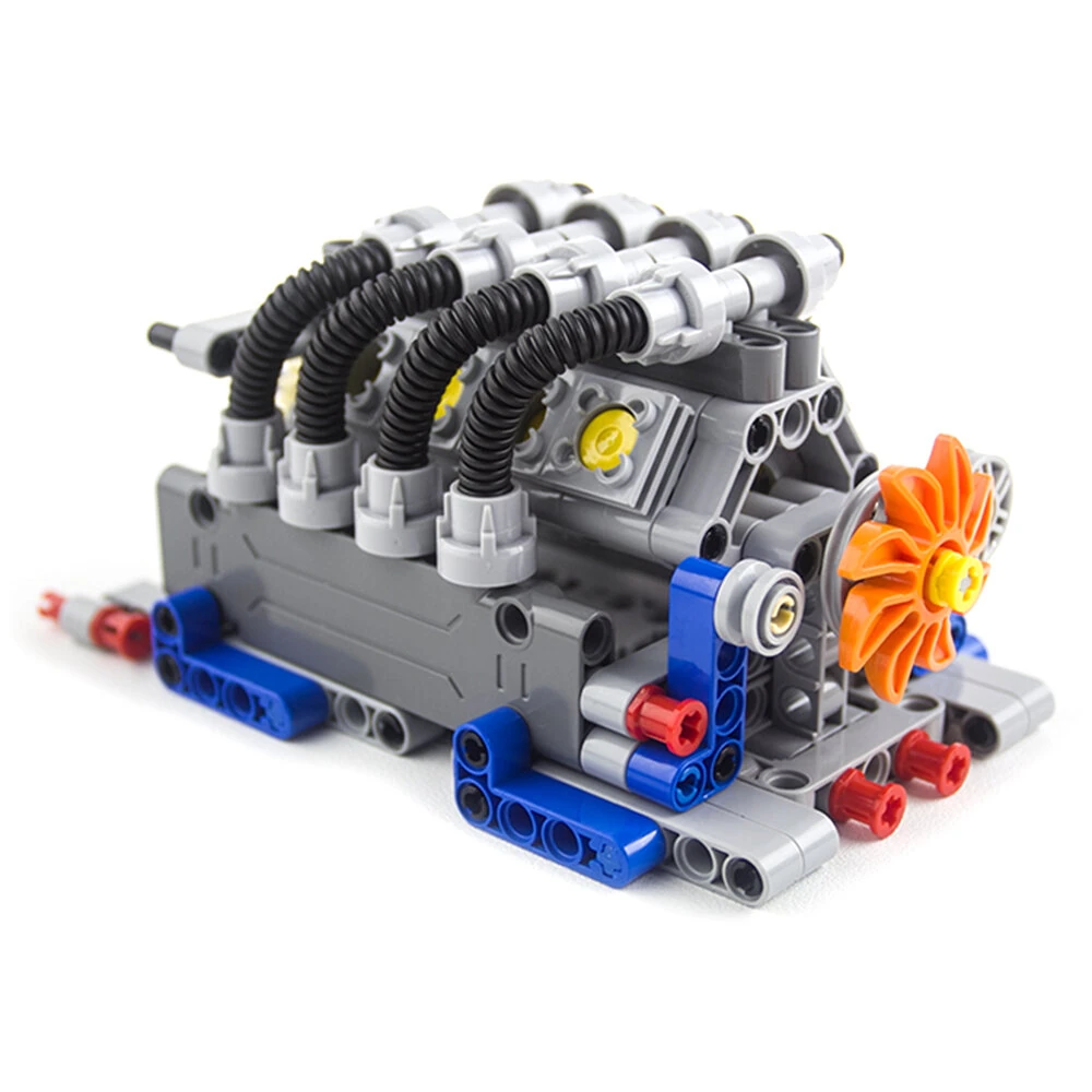 MOC Technology Building Blocks Bricks Power Functions Automotive Speed Gearbox V8 Engine Model Transmission Machinery M L Motor Battery Box DIY Assembling Toys — view 2