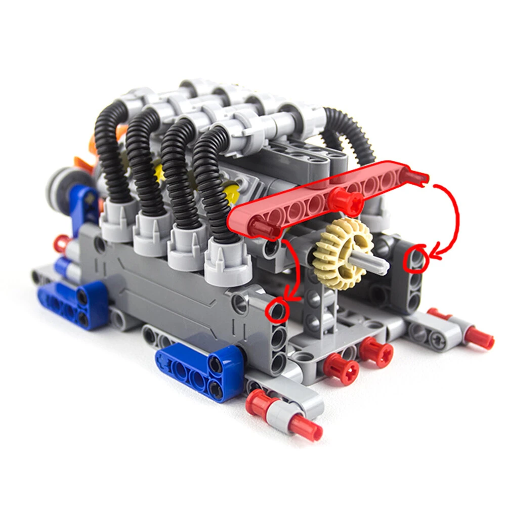 MOC Technology Building Blocks Bricks Power Functions Automotive Speed Gearbox V8 Engine Model Transmission Machinery M L Motor Battery Box DIY Assembling Toys — view 3