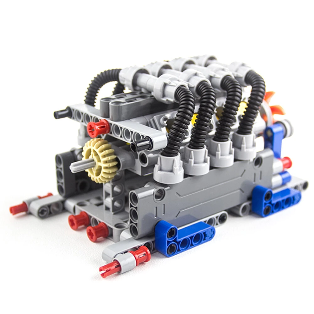 MOC Technology Building Blocks Bricks Power Functions Automotive Speed Gearbox V8 Engine Model Transmission Machinery M L Motor Battery Box DIY Assembling Toys — view 4