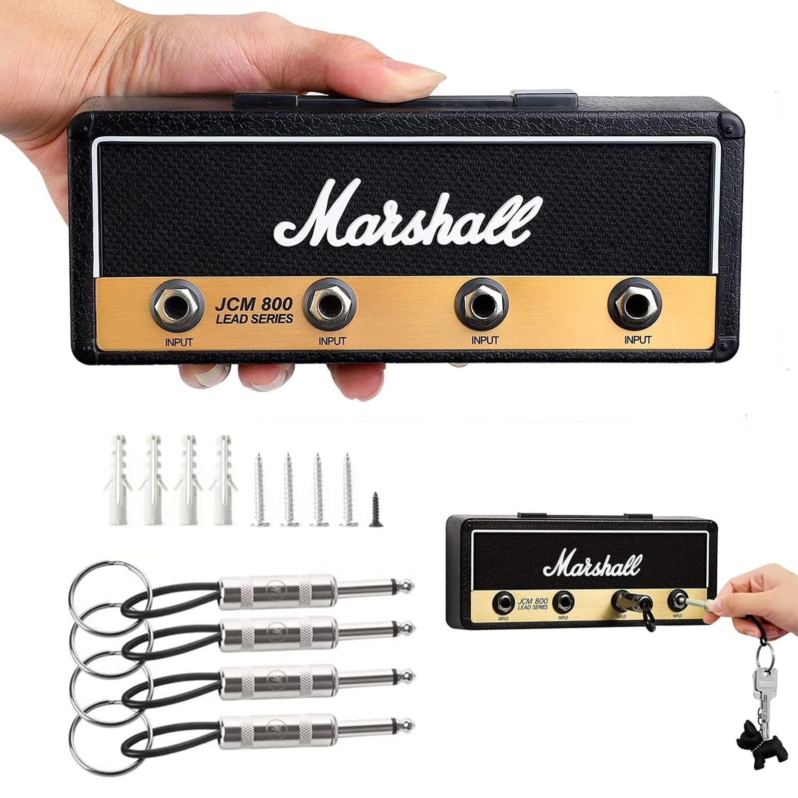 Modern Melody Music Note Key Holder Storage Box Rack Wall Mounted Key Holder Guitar Keyring Hook Holder with 4 Guitar Plugs — view 3