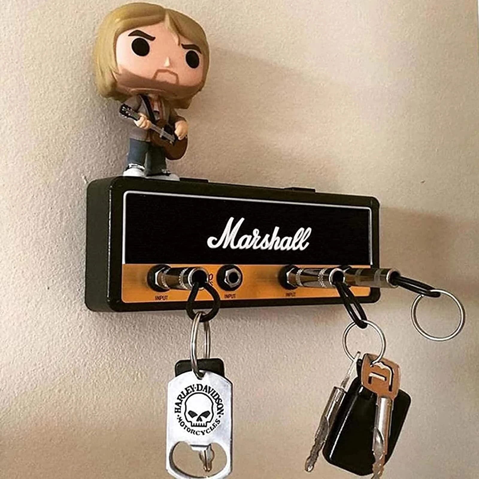 Modern Melody Music Note Key Holder Storage Box Rack Wall Mounted Key Holder Guitar Keyring Hook Holder with 4 Guitar Plugs — view 4