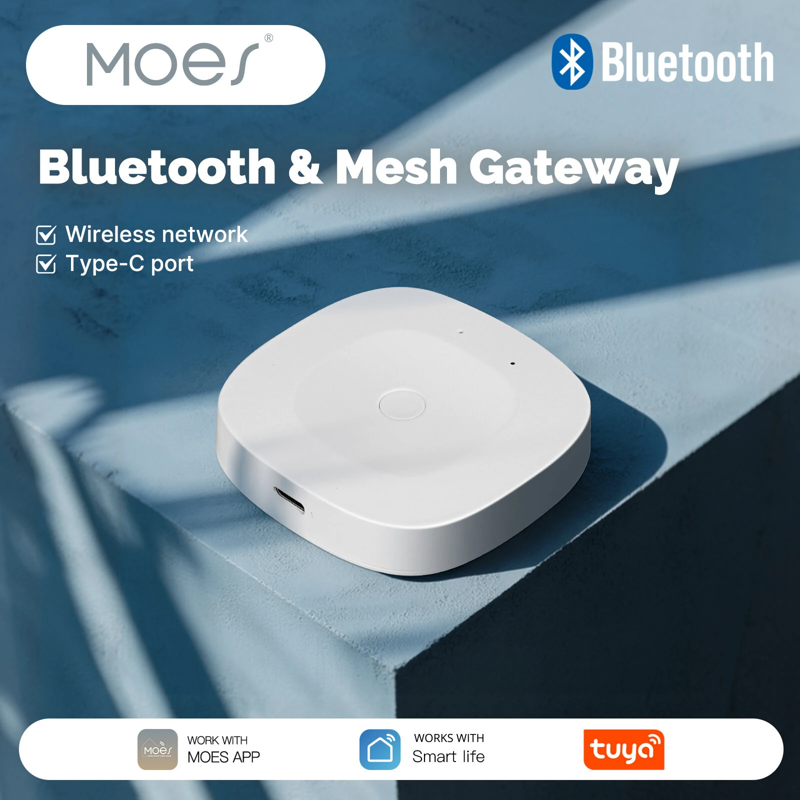 MOES BHUB-C Smart bluetooth Mesh Wireless Gateway Type-C Powered Hub for Tuya Smart Life App Remote Control Supports 128 Devices Voice Control with Alexa Google Home — view 2