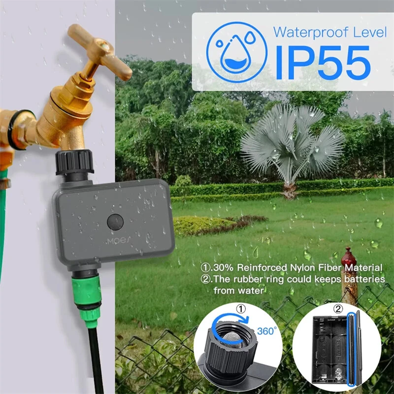 MOES Smart ZigBe Sprinkler Water Timer with 1 Outlet Rain Delay Filter Programmable Irrigation Timer Support Alexa Google Home — view 5