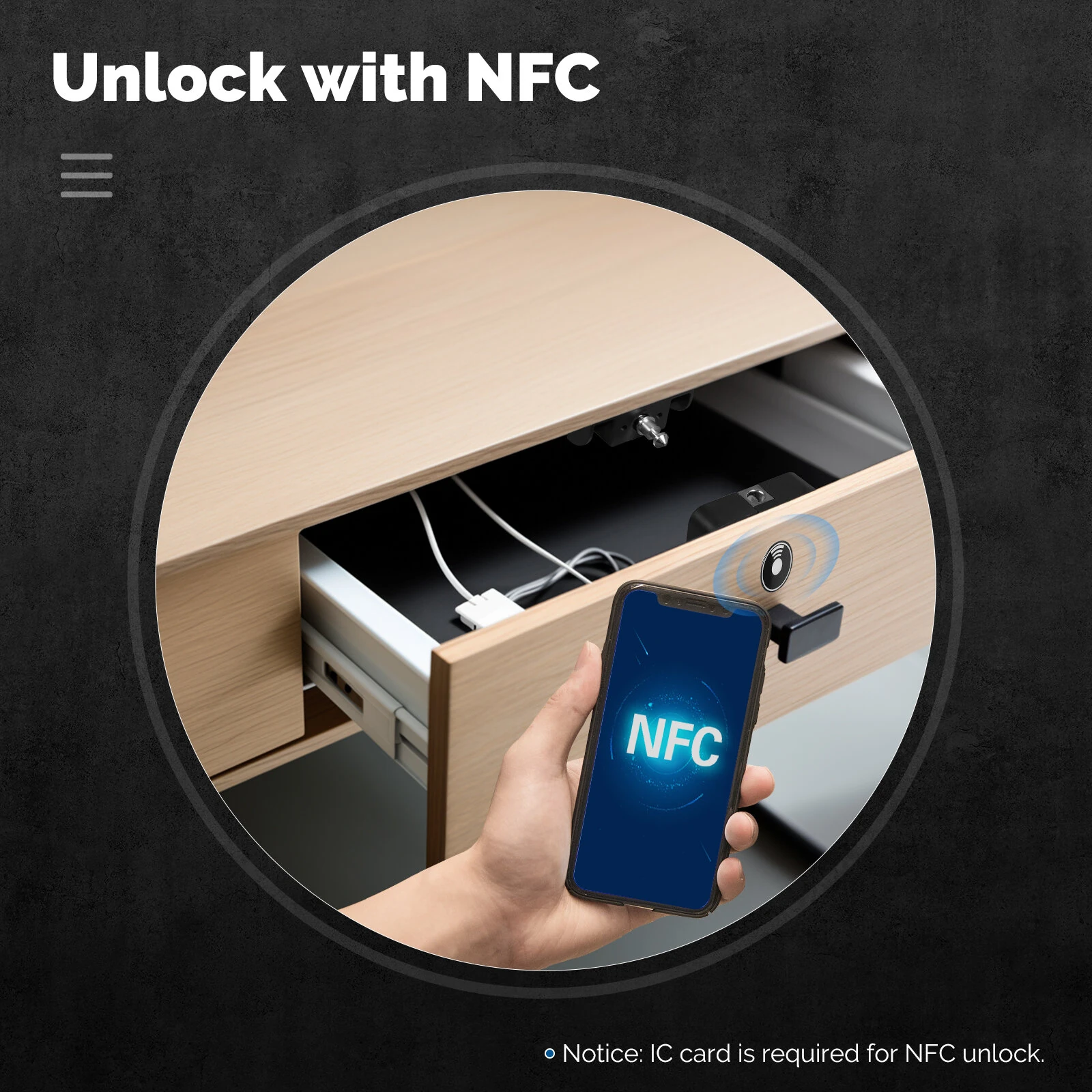 MOES Tuya bluetooth Smart Cabinet Lock App Remote Control IC Card Keyless Entry Unlock Door Locker 250 Users Auto Lock Smart Home Security for Wood Glass Furniture Drawer — view 5