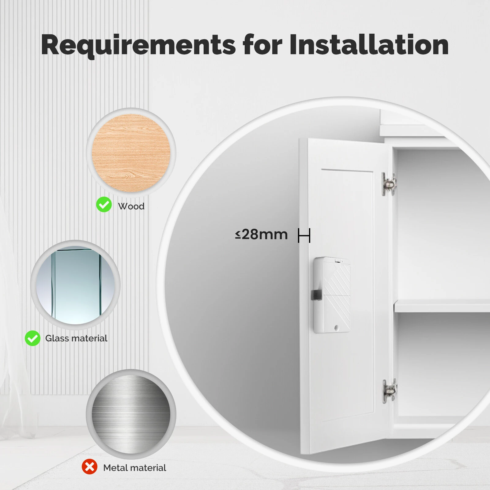 MOES Tuya Bluetooth Smart Lock ID Card NFC Unlock App Remote Control Security for Cabinets and Drawers Ultra-long Battery Life Easy Installation — view 3