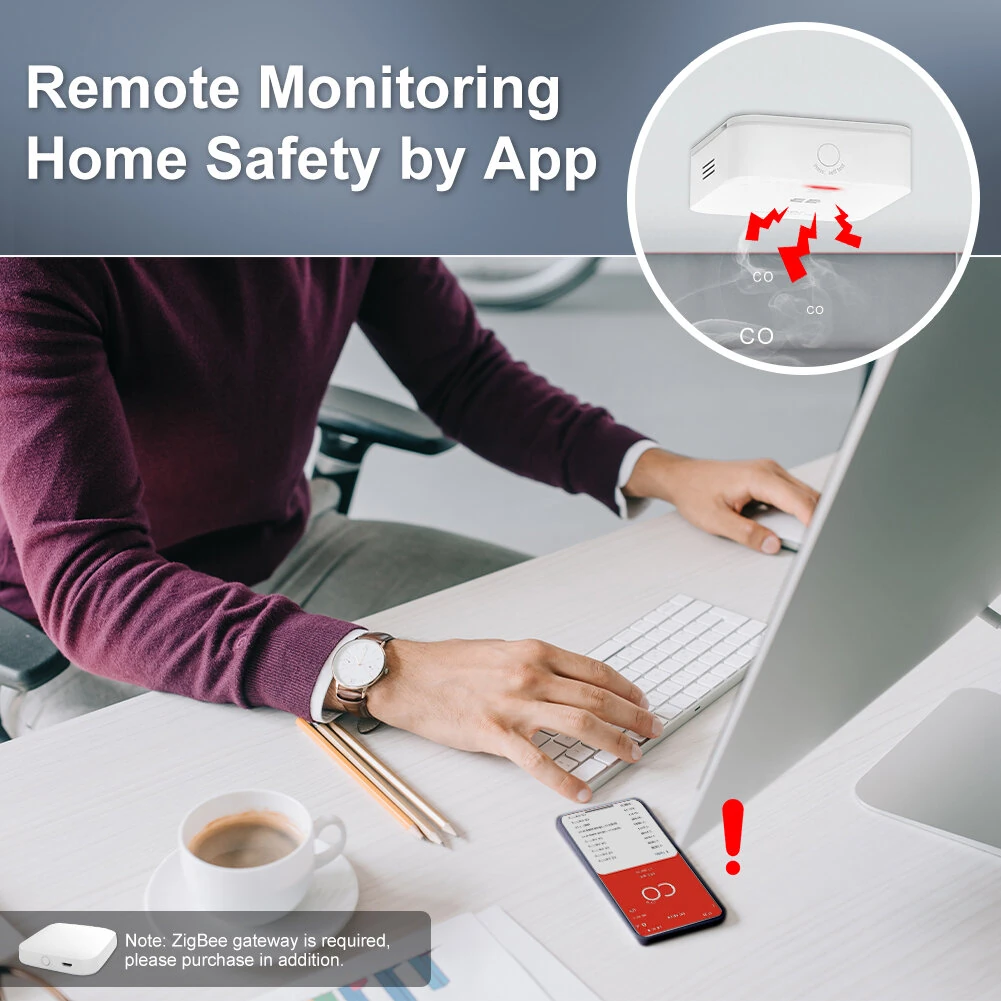 MOES Tuya CO Detector Alarm Gas Leak Carbon Monoxide Detector Wireless Household Gas Siren Alarm Sensor Smart Safety Home — view 4