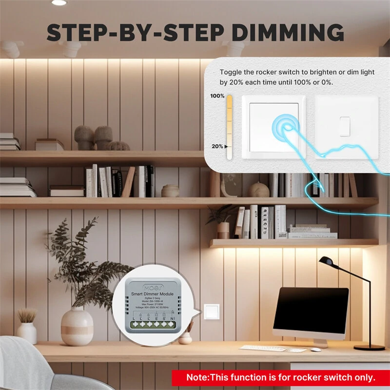 Moes Tuya Smart Zigbe Dimmer Module Light Switch 1/2 Gang Timing Function Voice APP Remote Control Work with Alexa Google Assistant — view 3