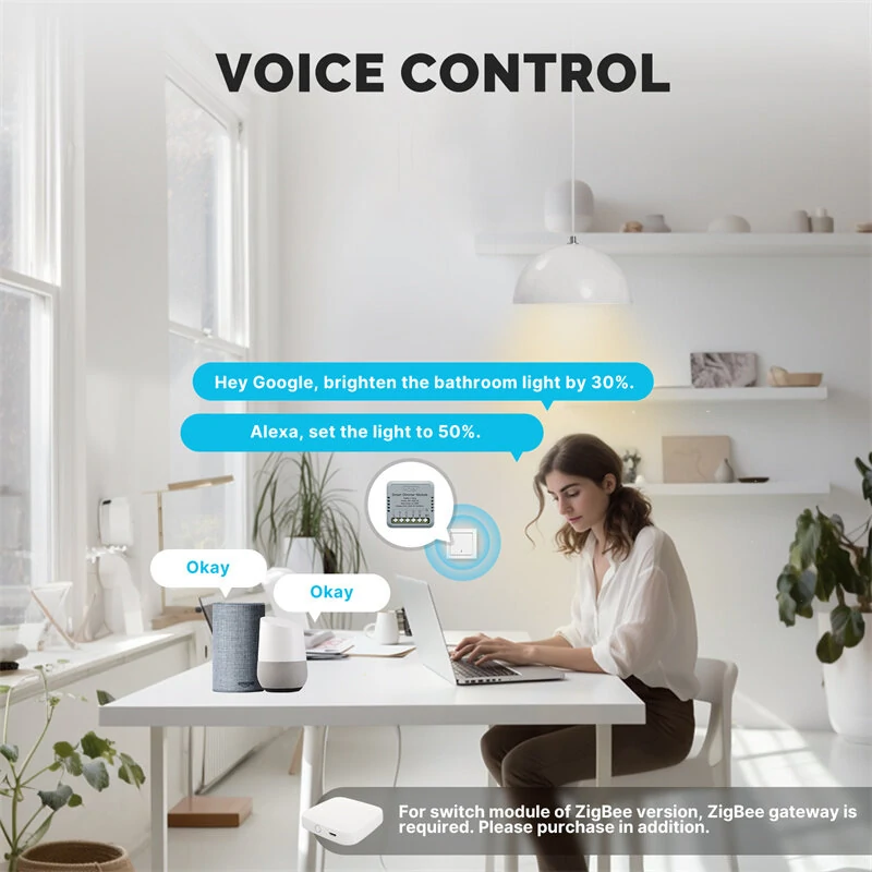 Moes Tuya Smart Zigbe Dimmer Module Light Switch 1/2 Gang Timing Function Voice APP Remote Control Work with Alexa Google Assistant — view 6