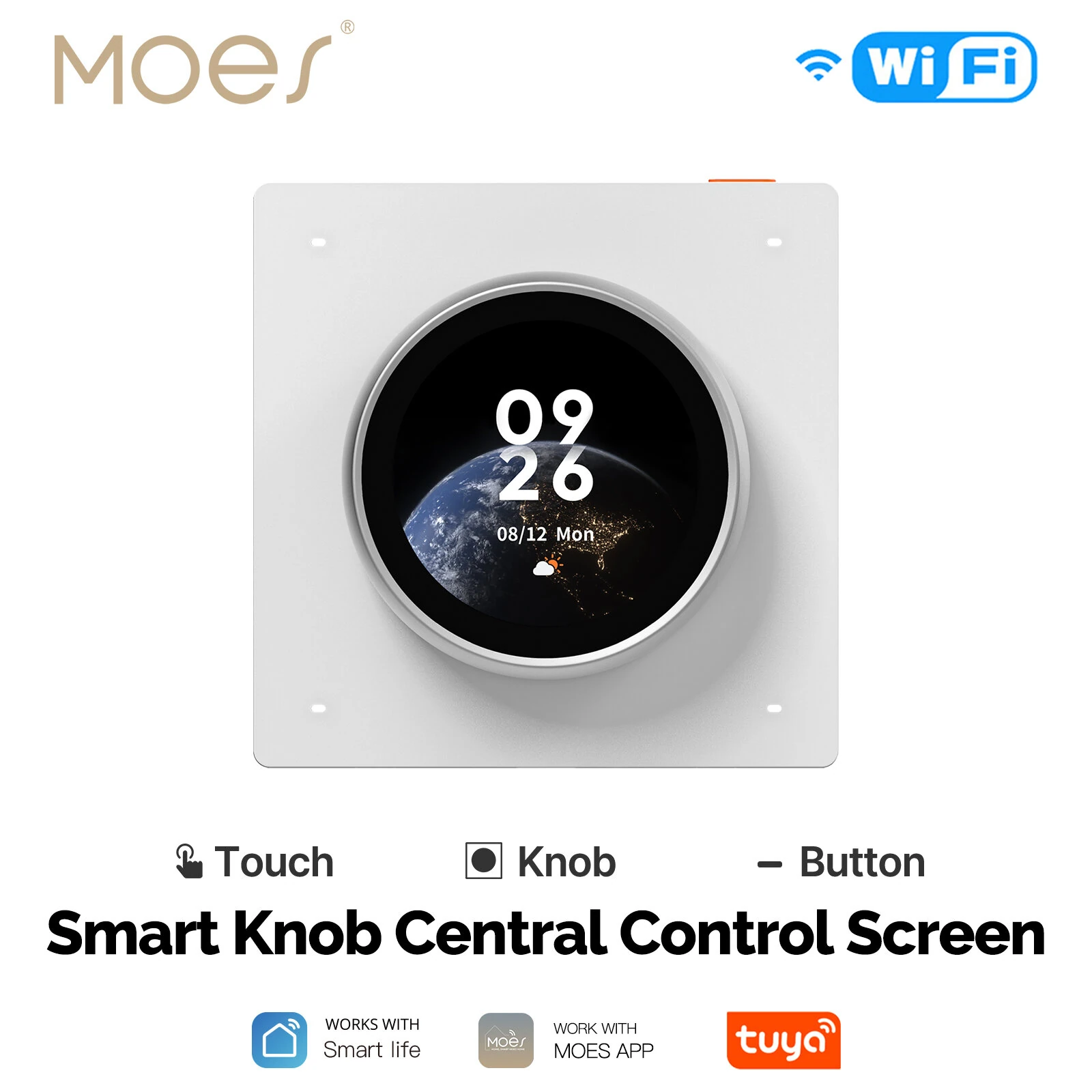 MOES Tuya WiFi Smart Knob Central Control Screen Touch Rotate 3 Relays 4 Buttons Programmable Scene Switch — view 2