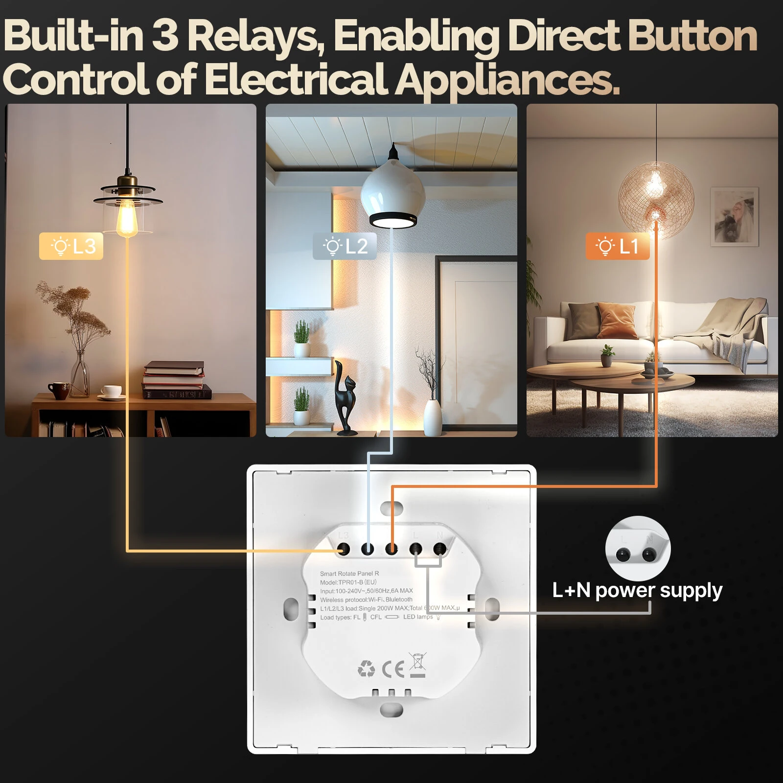 MOES Tuya WiFi Smart Knob Central Control Screen Touch Rotate 3 Relays 4 Buttons Programmable Scene Switch — view 7