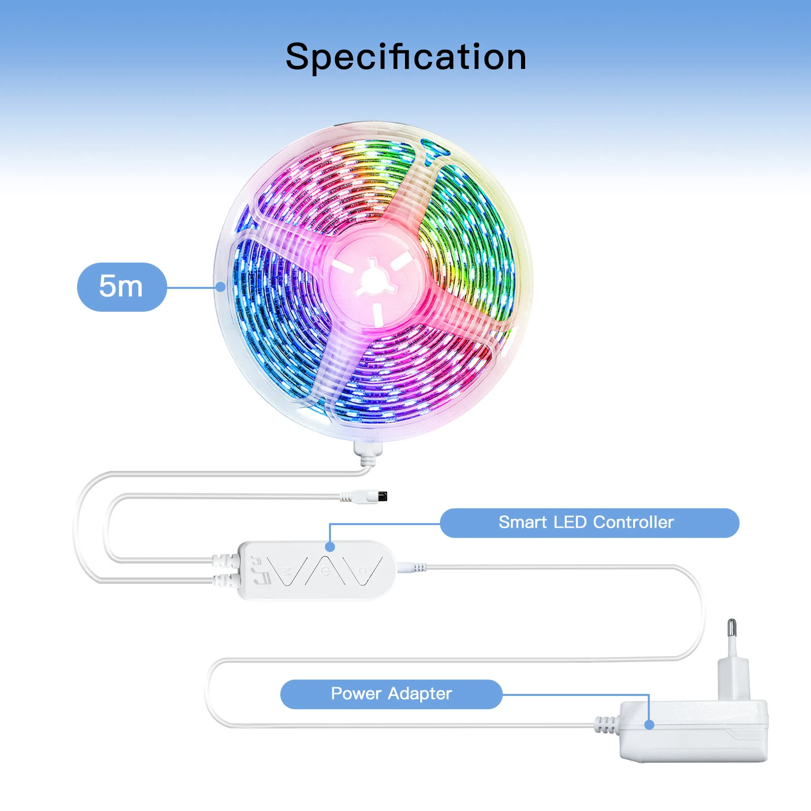 MOES Tuya WiFi Smart LED Strip Light RGB5050 16 Million Colors Music Sync Dimmable Timer Function Voice Control with Alexa Google Assistant — view 7