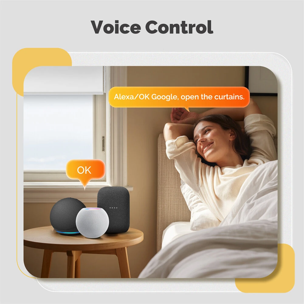 MOES Tuya WiFi Smart Roller Blind Motor Matter Over Thread Timing Control Shutter Curtains Automation for 38mm Tube Voice Control with Alexa Google Home — view 5
