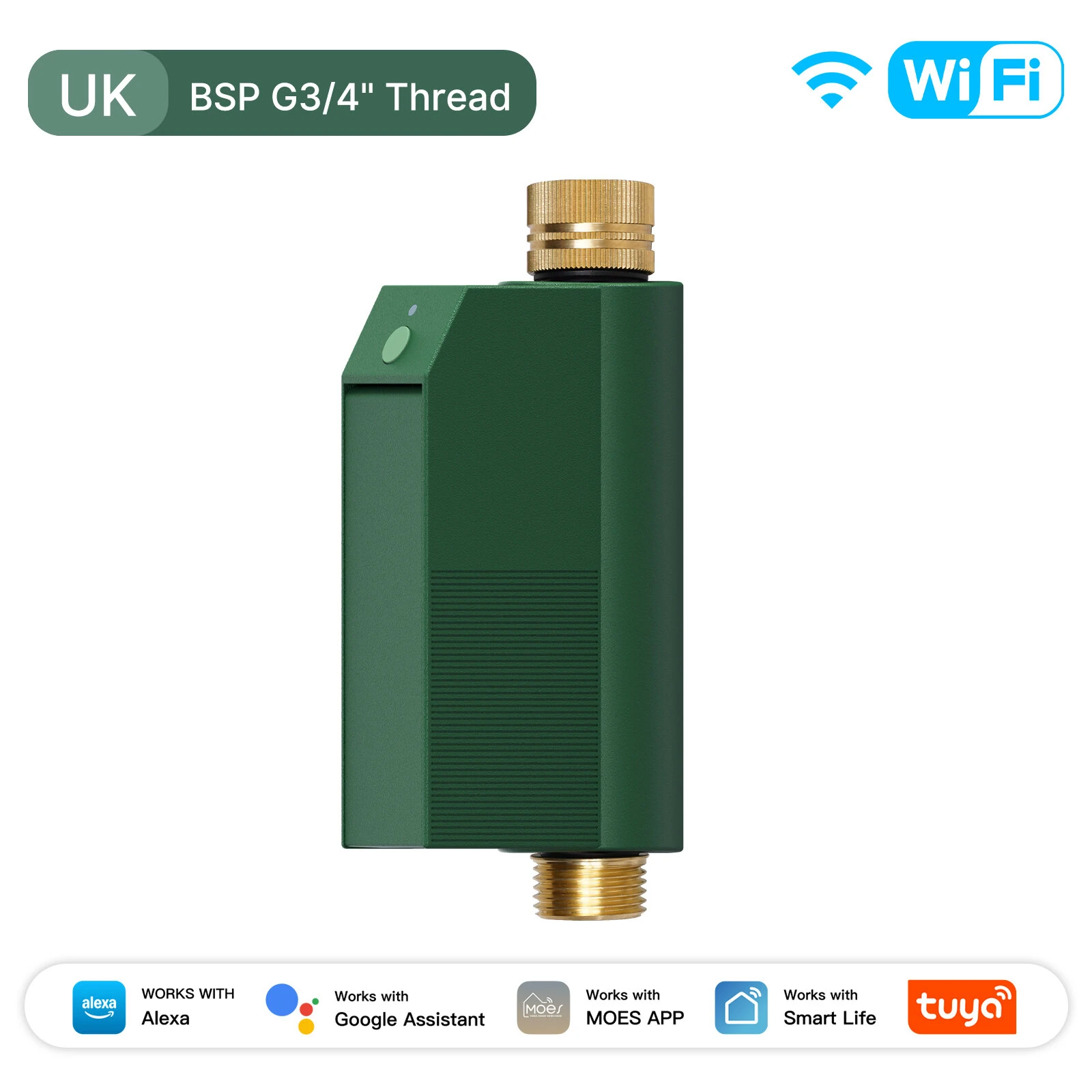 MOES Tuya WiFi Water Timer Smart Water Valve Controller Brass Inlet&Outlet IP65 Waterproof APP Voice Control Work with Alexa Google — view 2