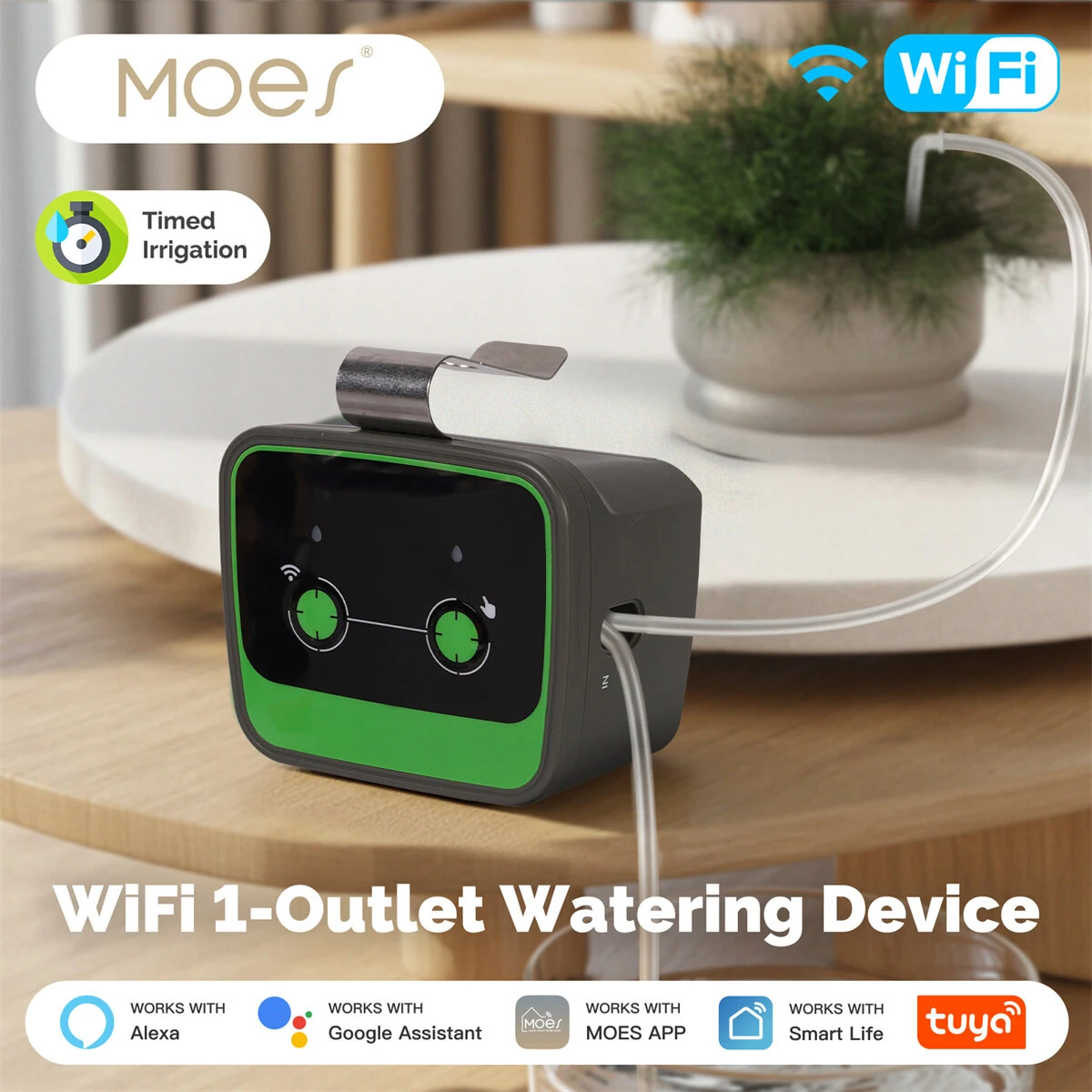 MOES Tuya WiFi Watering Device Irrigation Automation Drip Pump Timer Smart Cycle Soak Work with Alexa Google Home Smart Life APP Remote Voice Control — view 2