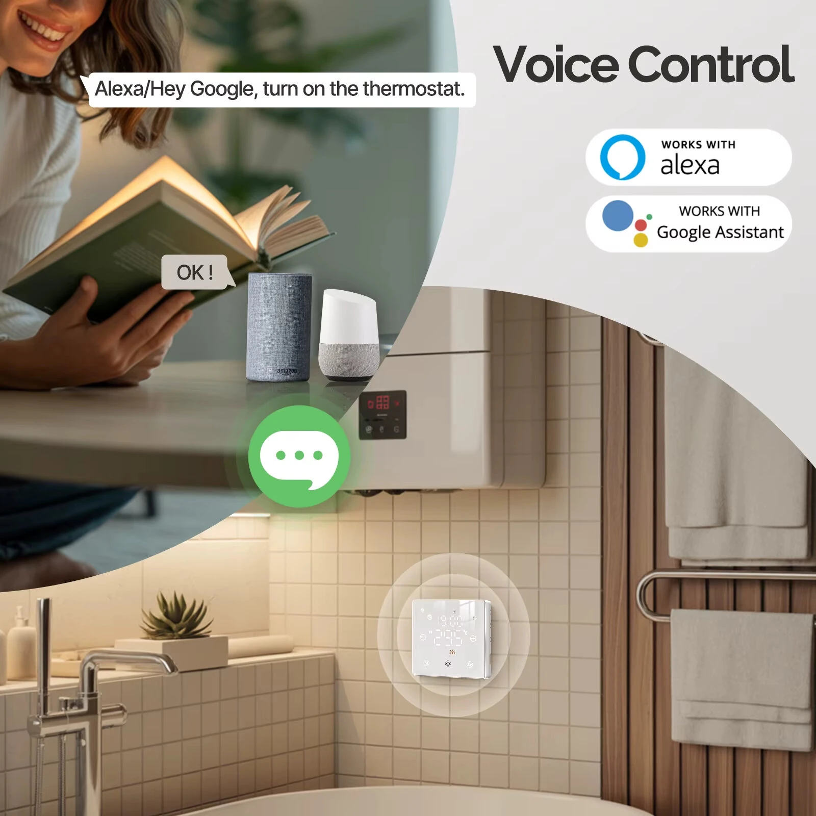 MOES Tuya WiFi/ZigBe Smart Thermostat Battery-Powered Thermoregulator Gas Boiler Temperature Controller by Alexa Google Home — view 7